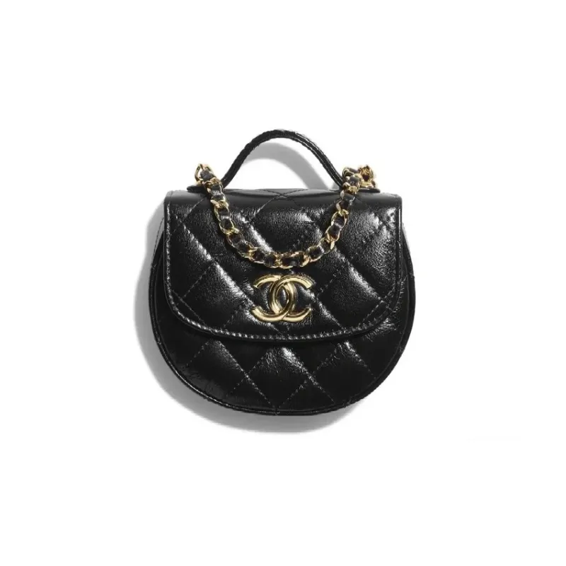 CHANEL Shiny Calfskin Shoulder Bag, Crossbody Bag Women's Black-0