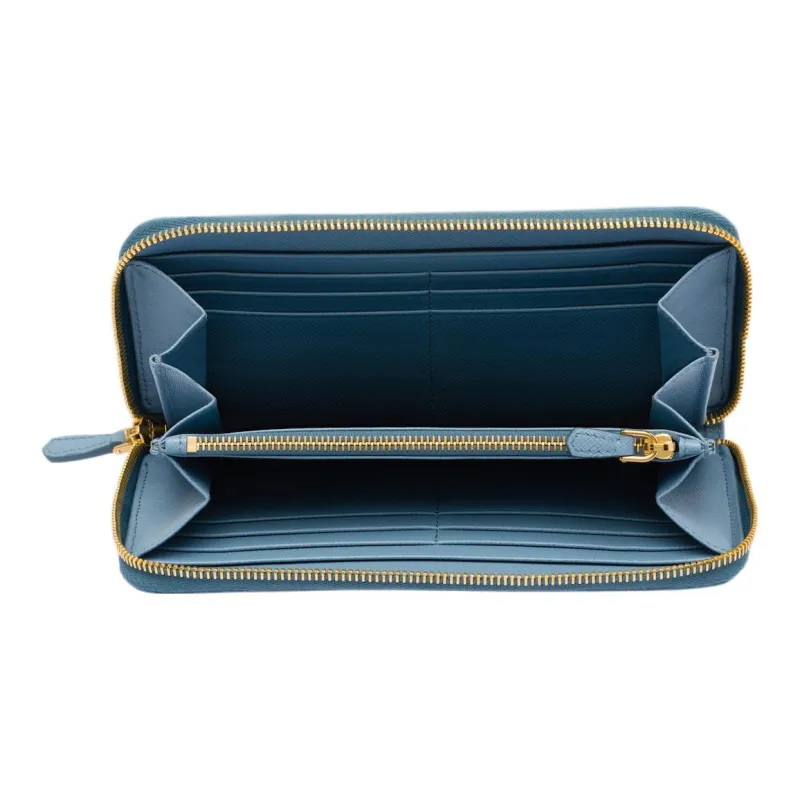 PRADA Saffiano Leather Wallet Large Size Women's Interstellar Blue-3