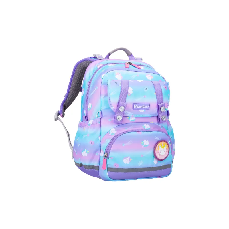MOONROCK Polyester Backpack Medium Size Unisex Blue/Purple/Red-7