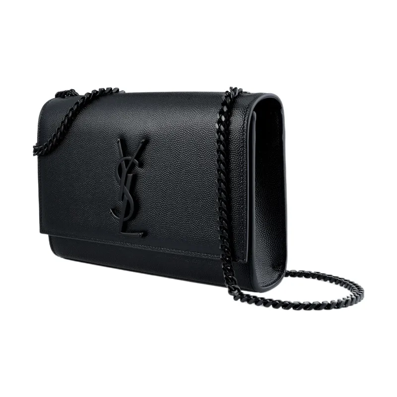 SAINT LAURENT Kate Grain De Poudre Embossed Leather Small Black-1