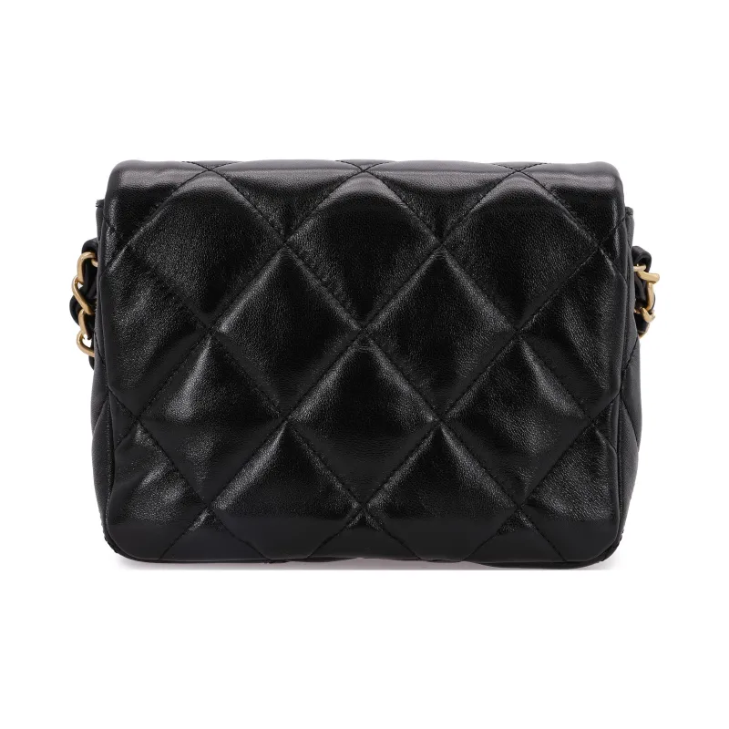 CHANEL Lambskin Shoulder Bag, Crossbody Bag Mini Women's Black-2