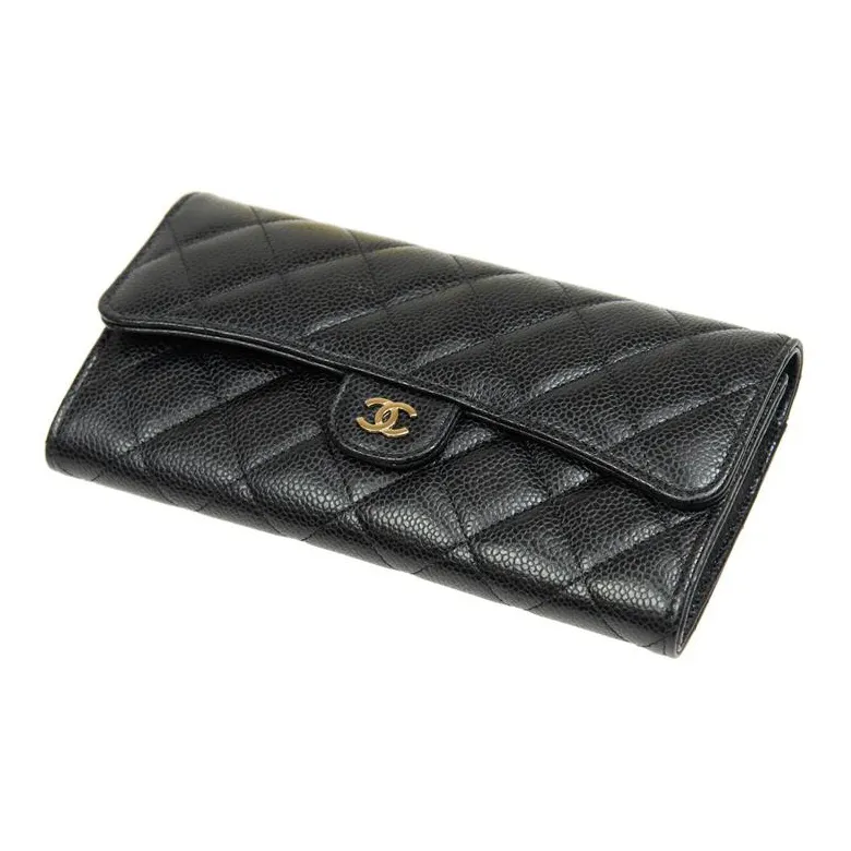 CHANEL Grain Embossed Calfskin & Metal Card Holder, Wallet Women's Black-2