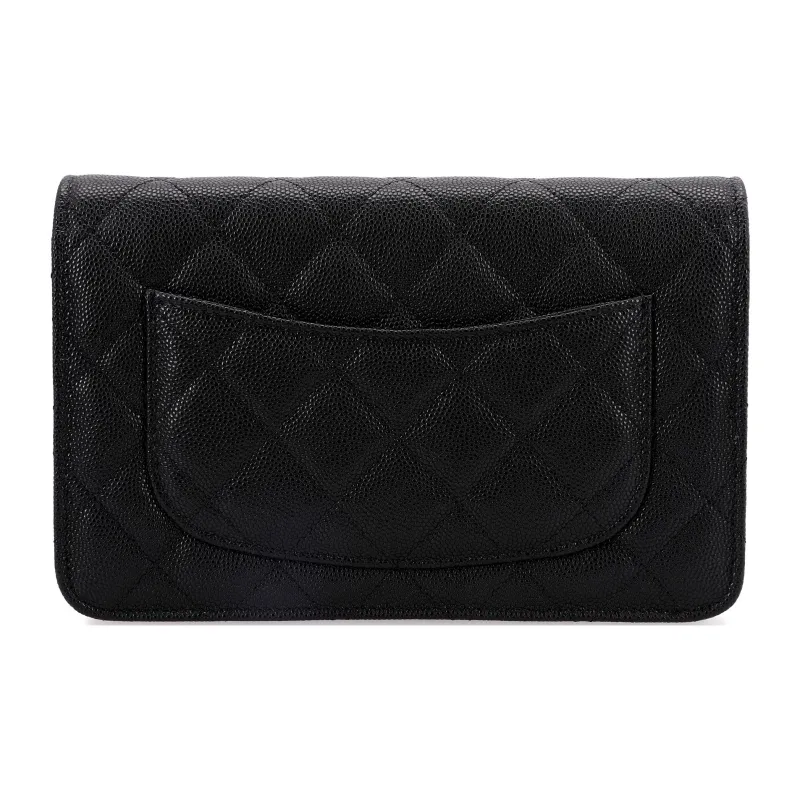 CHANEL Grain Embossed Caviar Cow Leather Mouth Cover Bag, Crossbody Bags, Shoulder Bags Women's Black-2