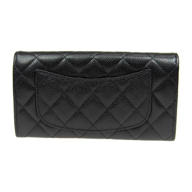 CHANEL Grain Embossed Calfskin & Metal Card Holder, Wallet Women's Black-3