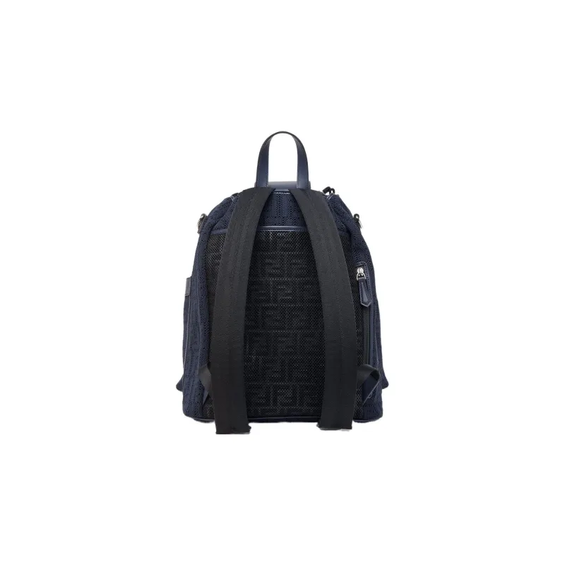 FENDI Cow Leather Backpack Medium Size Men's Dark Blue-2