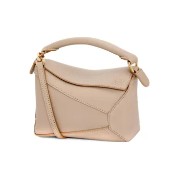 LOEWE Puzzle Soft Grained Calfskin Shoulder Bag Crossbody Bag Handbag Mini Women's Sand