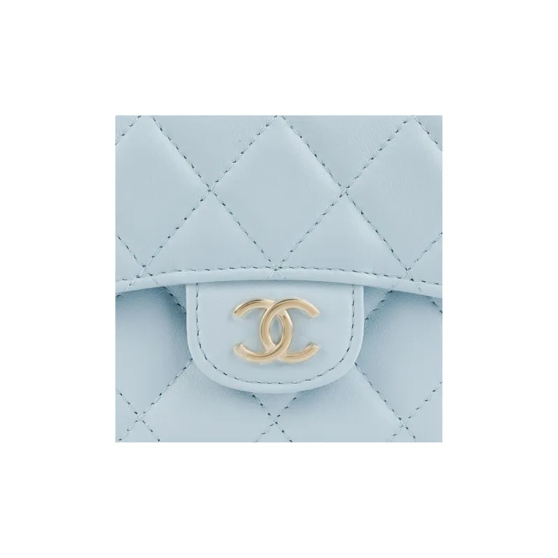 CHANEL Sheepskin Flap Bag Handbag, Shoulder Bag, Crossbody Bag Mini Women's Baby Blue Sky Blue-4