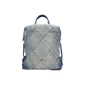 CHANEL 22Bag Calfskin Backpack Women's Denim