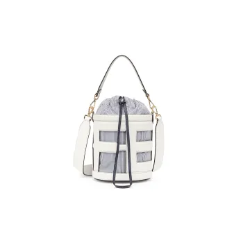 FENDI Leather Bucket Bags One Shoulder Handbags Women's White