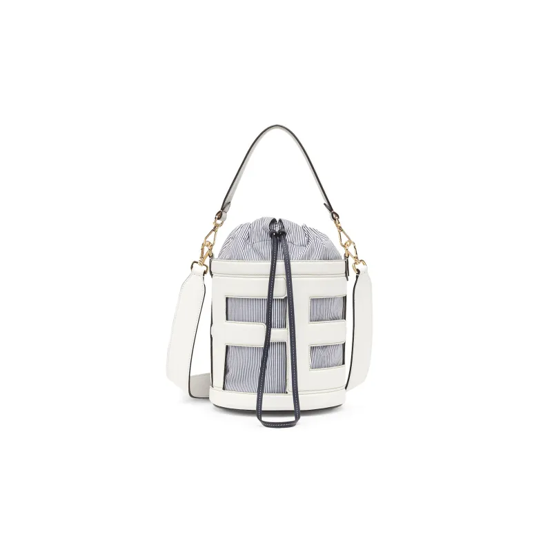 FENDI Leather Bucket Bags One Shoulder Handbags Women's White-0