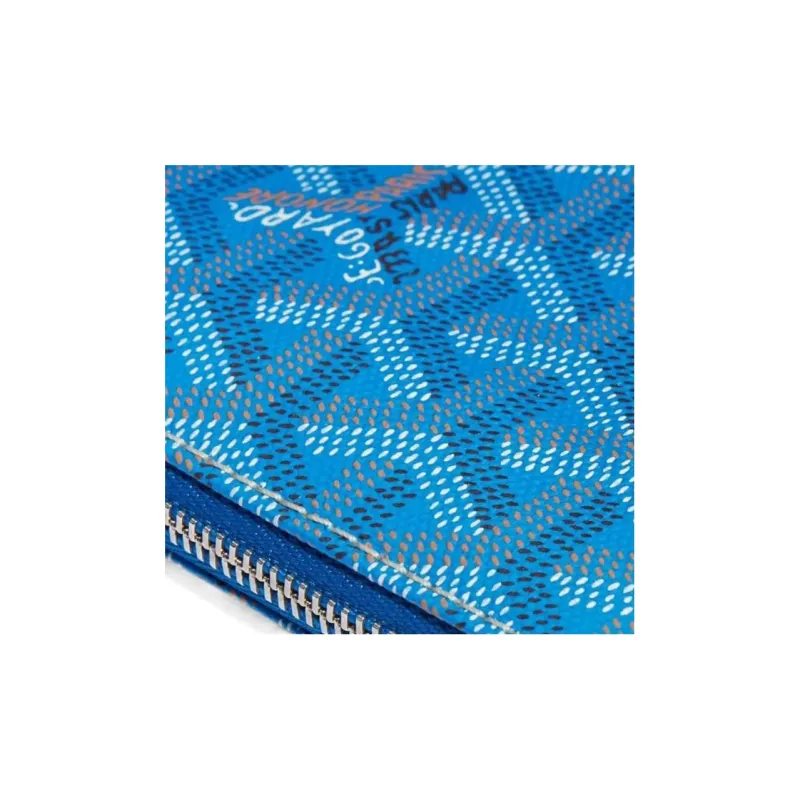 GOYARD SENAT Canvas With Calfskin Wallet Card Holder Clutch Mini Unisex Blue-3