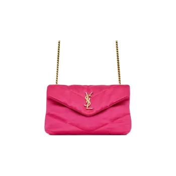 SAINT LAURENT PUFFER Polyamide, Cotton Portable Crossbody Bag, Shoulder Bag Women's Guava Pomegranate Pink