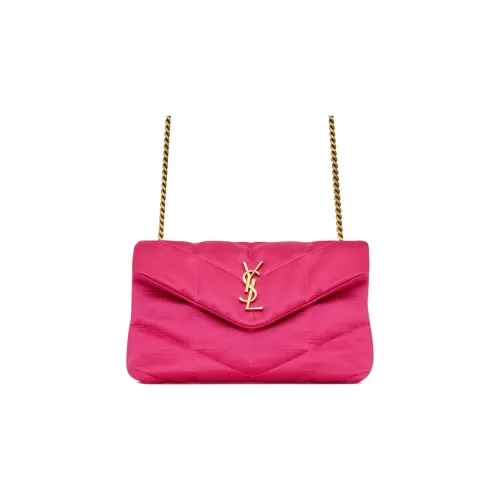 SAINT LAURENT PUFFER Polyamide, Cotton Portable Crossbody Bag, Shoulder Bag Women's Guava Pomegranate Pink