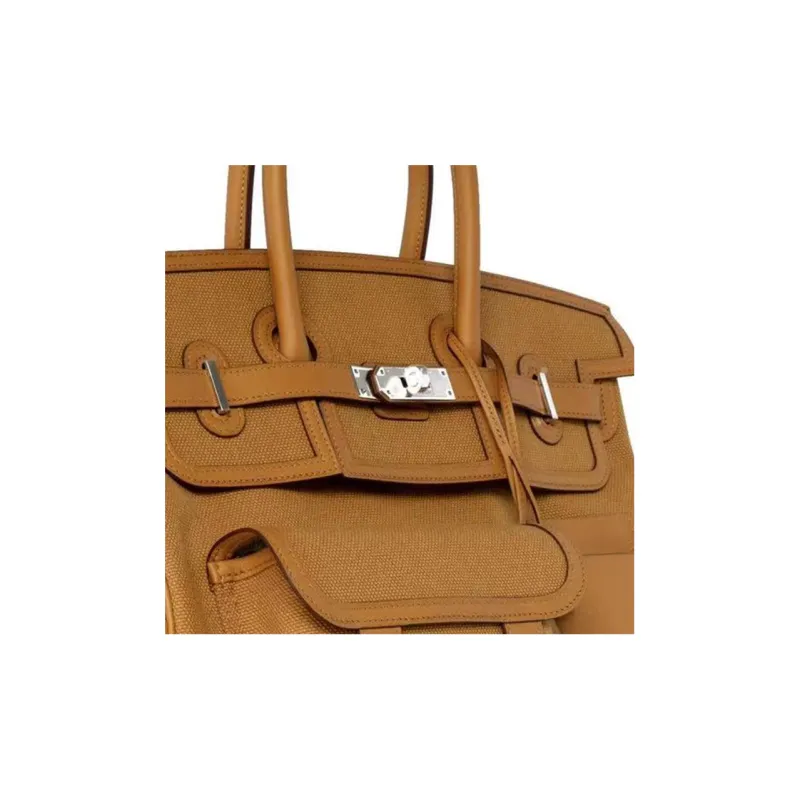 HERMES Birkin Canvas With Swift Birkin Bag Handbags Unisex 2S Sesame-3