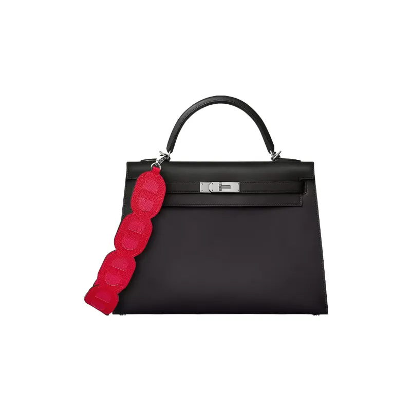 HERMES Epsom Calfskin Bag Straps Women's Frida Blue/Hermes Red-2