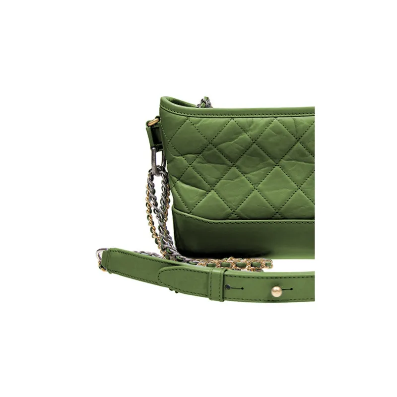 CHANEL Gabrielle Calfskin Crossbody Handbag, Shoulder Bag Trumpets Women's Green-5