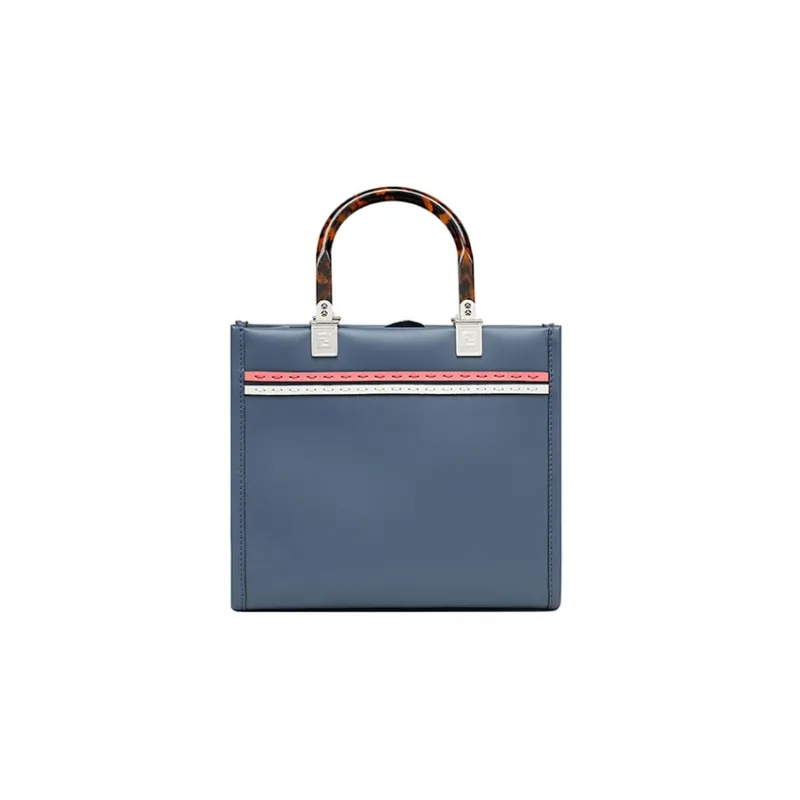 FENDI Sunshine Leather Shoulder Bag, Crossbody Bag, Handbag Trumpets Women's Blue-2
