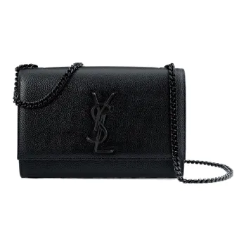 SAINT LAURENT Kate Grain De Poudre Embossed Leather Small Black