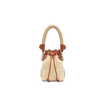 FENDI Mon Tresor Polyurethane Bucket Bag, Shoulder Bag, Crossbody Bag, Handbag Mini Women's Beige