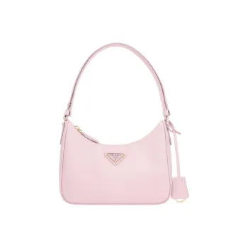PRADA Saffiano Leather Handbag Shoulder Bag Women's Light Pink