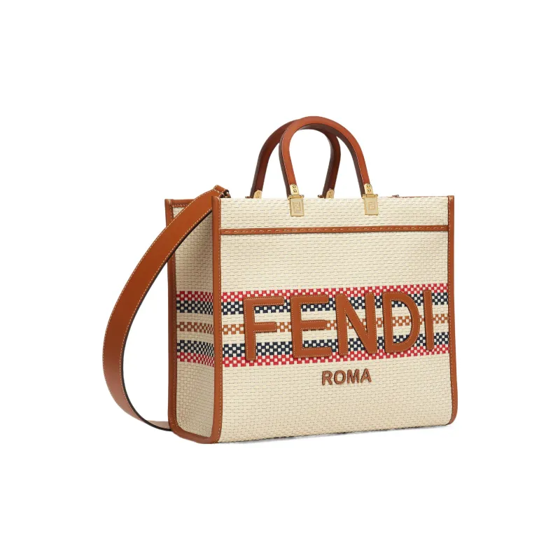 FENDI Sunshine Calfskin Tote Bag Shopping Bag Shoulder Bag Crossbody Bag Handbag Medium Size Women's Multicolor-1