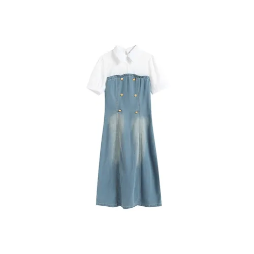 BRASS SCOUT Short-Sleeved Dresses Women's Blue