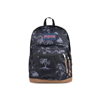 JanSport Leather Laptop Backpack Medium Size Unisex Dark Floral