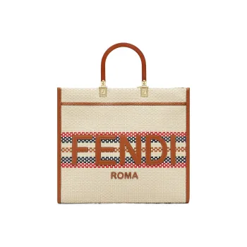 FENDI Sunshine Calfskin Tote Bag Shopping Bag Shoulder Bag Crossbody Bag Handbag Medium Size Women's Multicolor