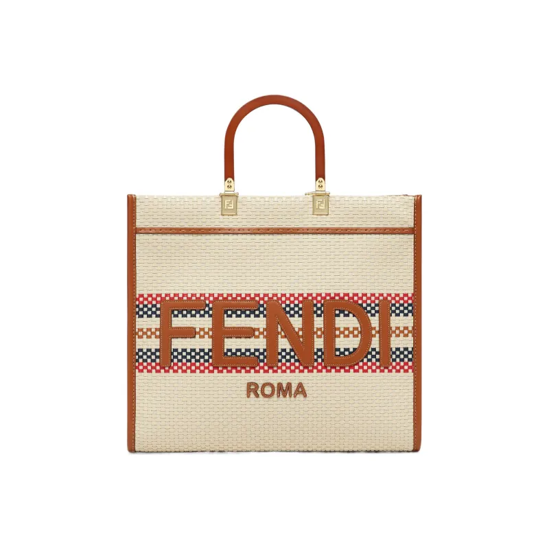 FENDI Sunshine Calfskin Tote Bag Shopping Bag Shoulder Bag Crossbody Bag Handbag Medium Size Women's Multicolor-0