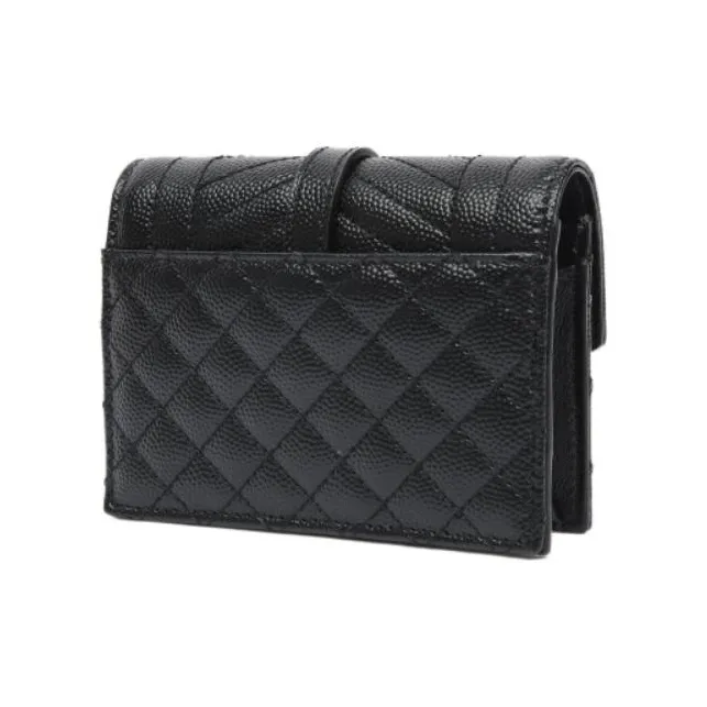 SAINT LAURENT Calfskin Wallet Regular Women's Black-3