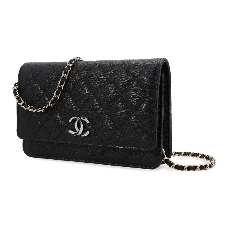 CHANEL Grain Embossed Caviar Cow Leather Mouth Cover Bag, Crossbody Bags, Shoulder Bags Women's Black-1