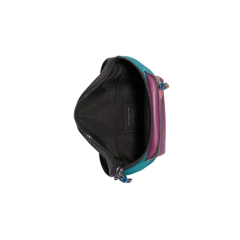 COACH Terrain Calfskin With Canvas Sling Bag, Fanny Pack Tubas Men's Blue & Purple-4