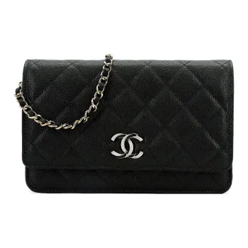 CHANEL Grain Embossed Caviar Cow Leather Mouth Cover Bag, Crossbody Bags, Shoulder Bags Women's Black