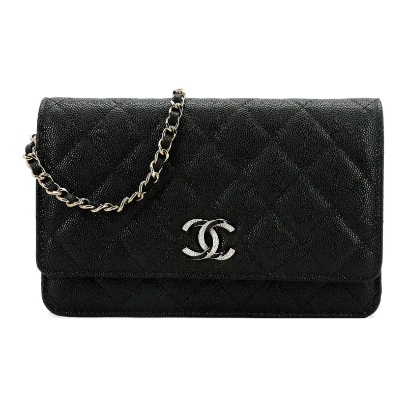 CHANEL Grain Embossed Caviar Cow Leather Mouth Cover Bag, Crossbody Bags, Shoulder Bags Women's Black-0
