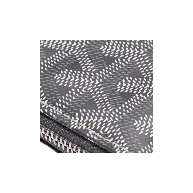 GOYARD SENAT Canvas With Calfskin Wallet Card Holder Clutch Mini Unisex Gray-3