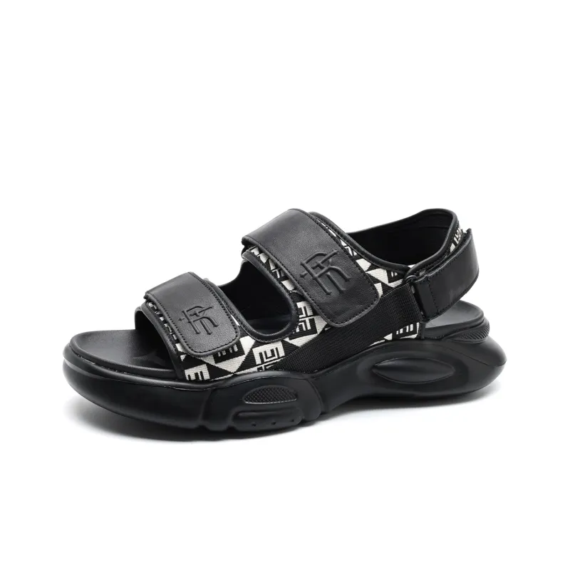 TRUMPPIPE Stylish Sandals Men's Black White-1