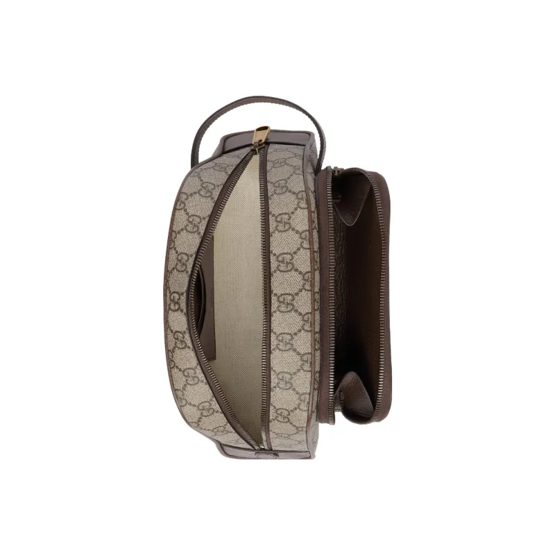 GUCCI Ophidia Canvas With Leather Binding Toiletry Bag Women's Beige/Ebony-5
