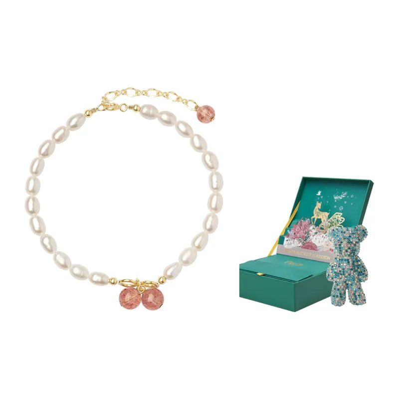 PIARA Faux Strawberry Crystal Pearl Bracelets Women's-2