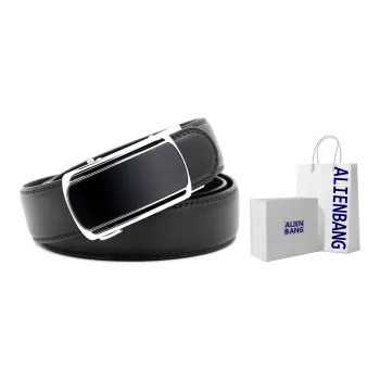 ALIEN BANG Business Genuine Leather Luxurious Cow Split Leather Leather Belts Men's Black Width 3.5CM