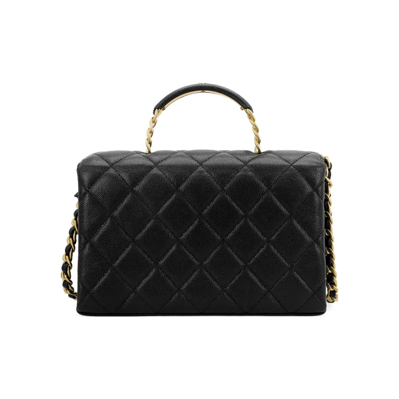 CHANEL Grain Embossed Calfskin Handbag, Shoulder Bag, Crossbody Bag Trumpets Women's Black-2