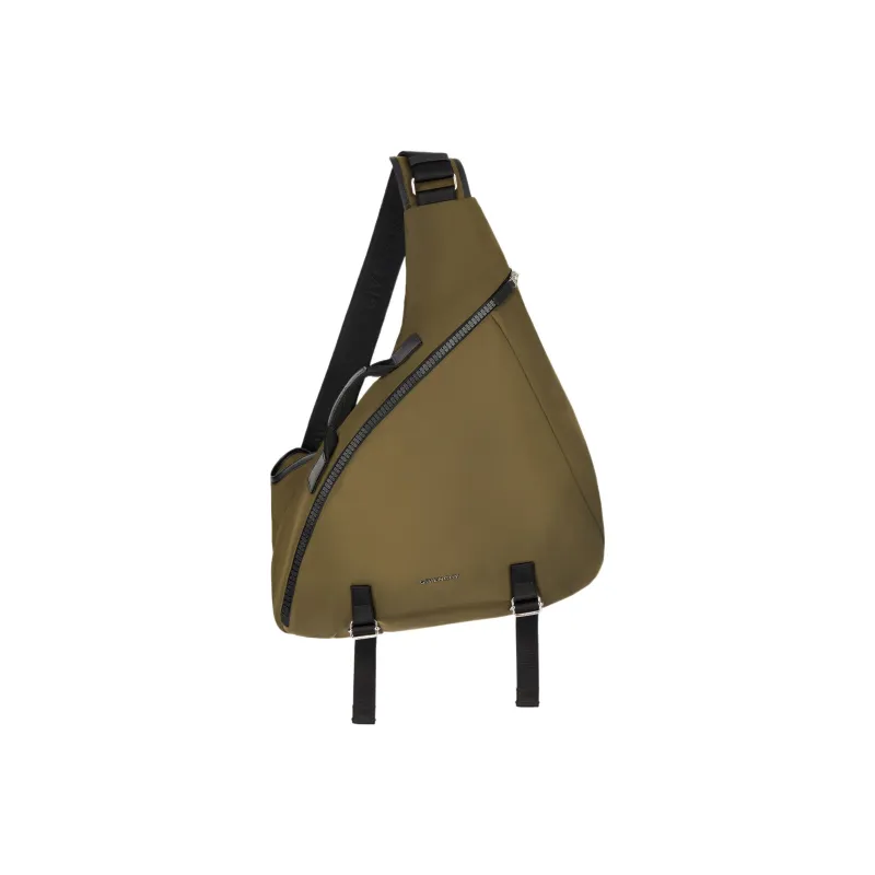 GIVENCHY G-Zip Nylon Triangle Mesh Bag One Shoulder Crossbody Sling Bag Fanny Pack Medium Size Men's Khaki-0