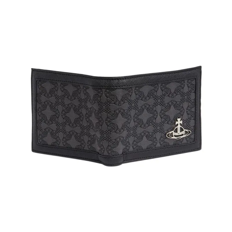 Vivienne Westwood Orborama Jacquard Fabric Wallet Mini Men's Black/Gray-3