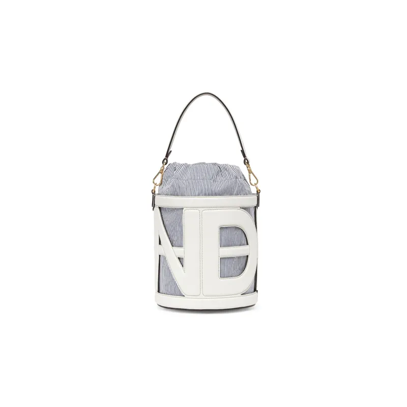 FENDI Leather Bucket Bags One Shoulder Handbags Women's White-2