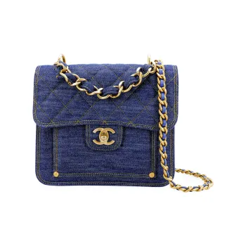 CHANEL Denim Flap Bag, Messenger Bag, Crossbody Bag, Shoulder Bag Unisex Washed Denim Blue