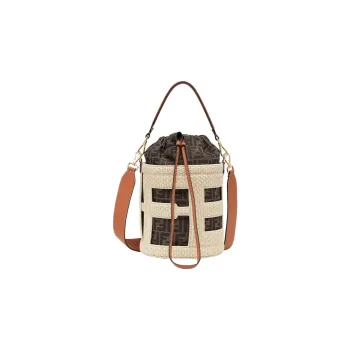 FENDI Straw Patchwork Jacquard Fabric Shoulder Bag, Crossbody Bag, Handbag Medium Size Women's Multicolor