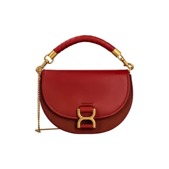 Chloe Marcie Nappa Lambskin With Grain Calfskin And Suede Shoulder Bag, Crossbody Bag, Handbag Women's Red