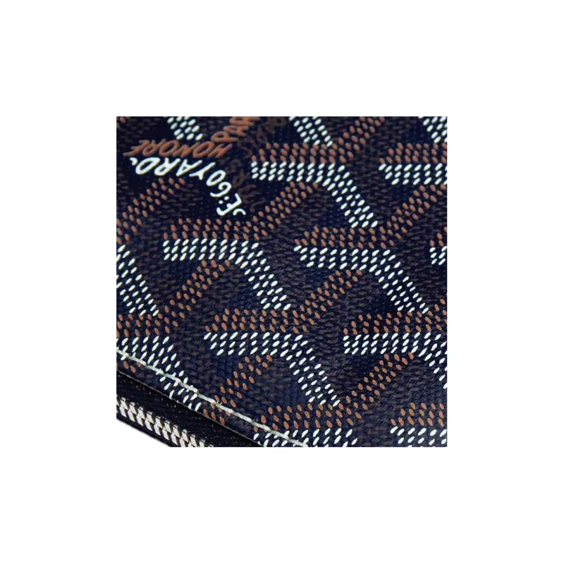GOYARD SENAT Canvas With Calfskin Wallet Card Holder Clutch Mini Unisex Marine Blue-4