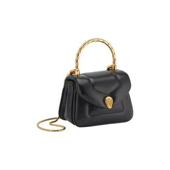 BVLGARI Serpenti Reverse Calfskin Shoulder Bag Crossbody Bag Handbag Mini Women's Black