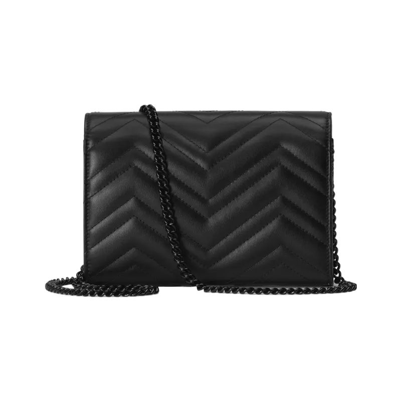 GUCCI GG Marmont Leather Shoulder Bag, Crossbody Bag Mini Women's Black-2