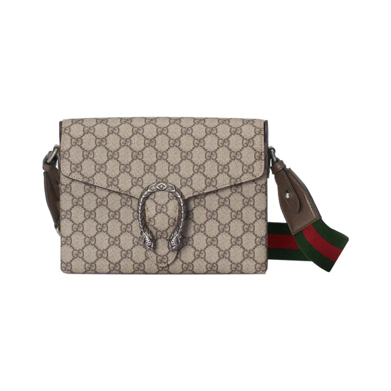 GUCCI Canvas With Leather Trim Canvas Bag Messenger Bag Shoulder Bag Crossbody Bag Women's Brown-0
